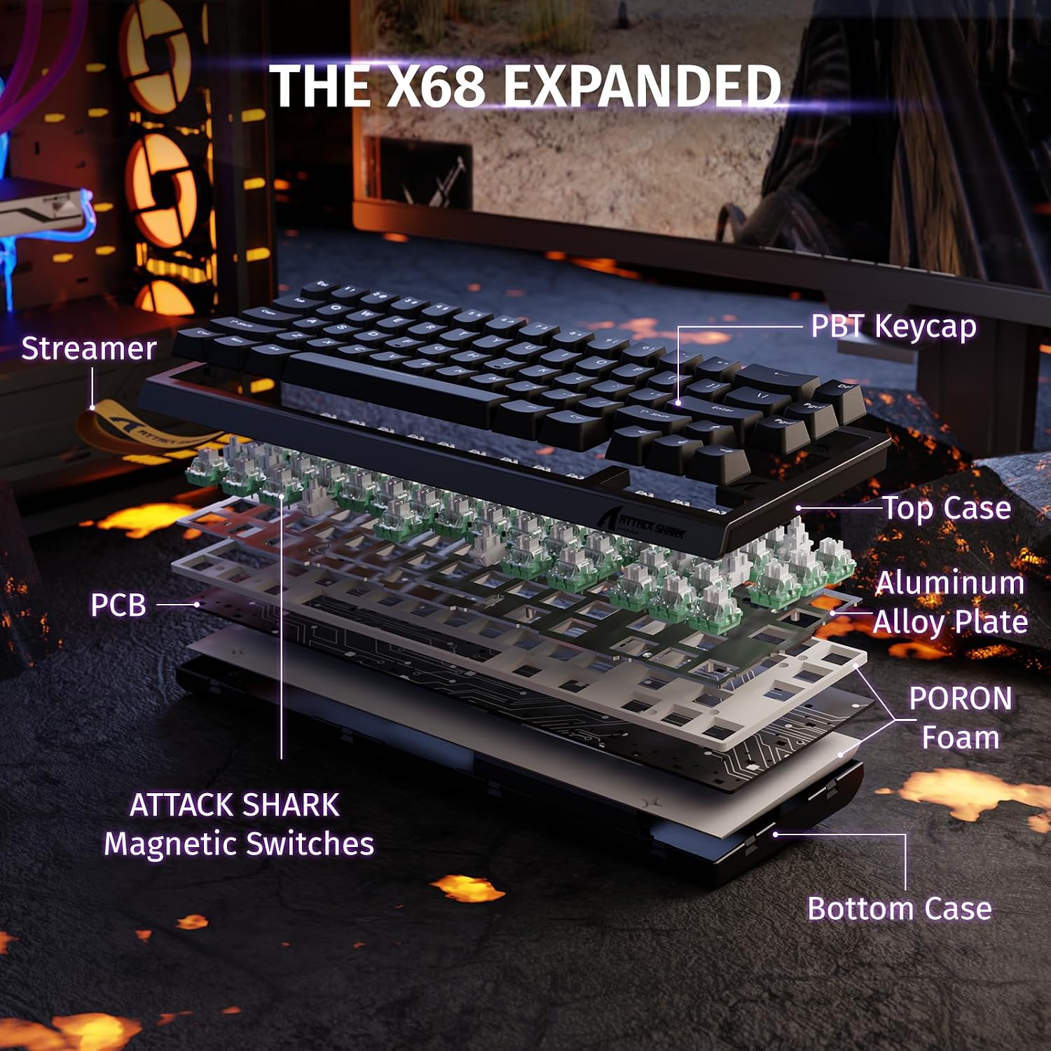 ATTACK SHARK X68 HE Rapid Trigger Keyboard - AHW Store