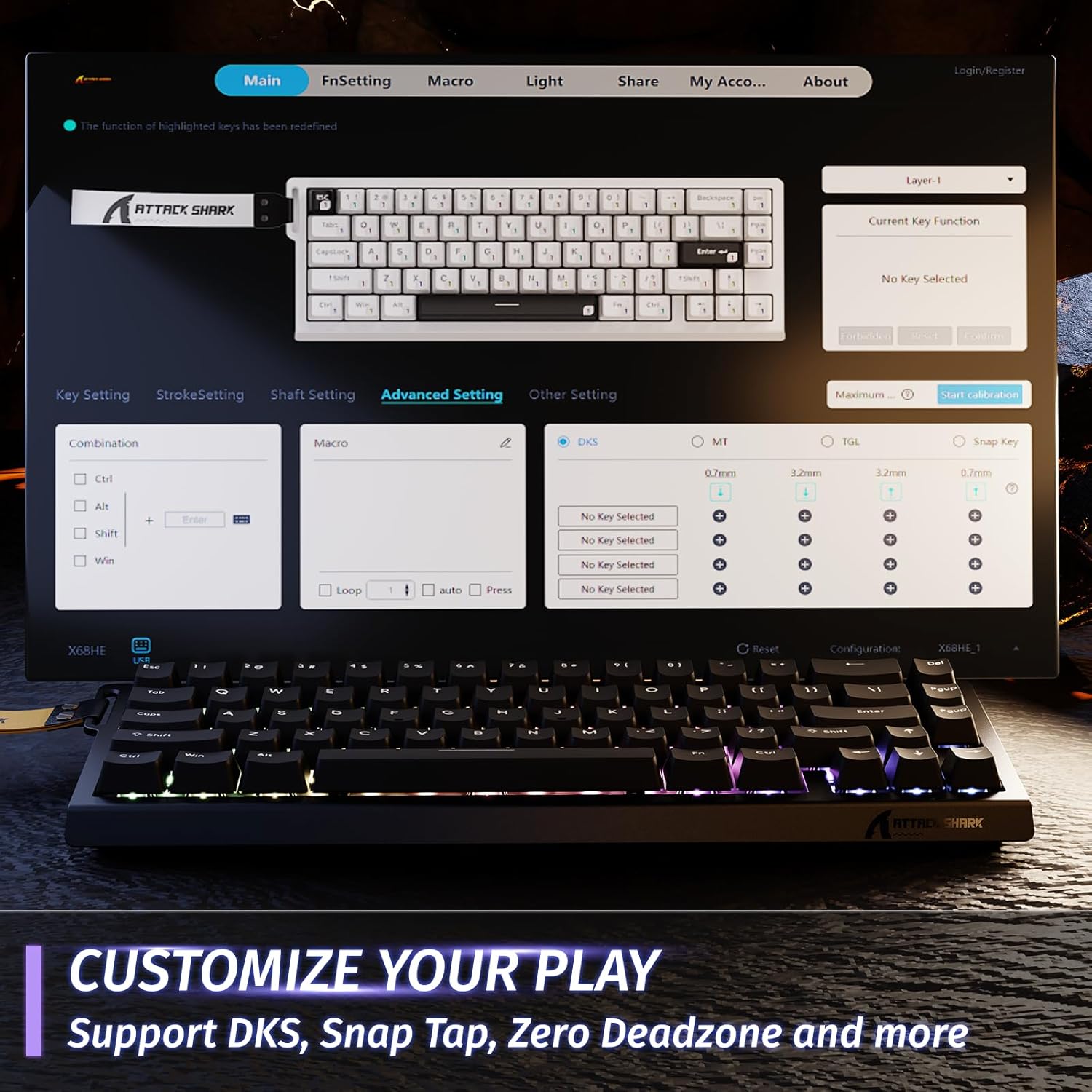ATTACK SHARK X68 HE Rapid Trigger Keyboard - AHW Store
