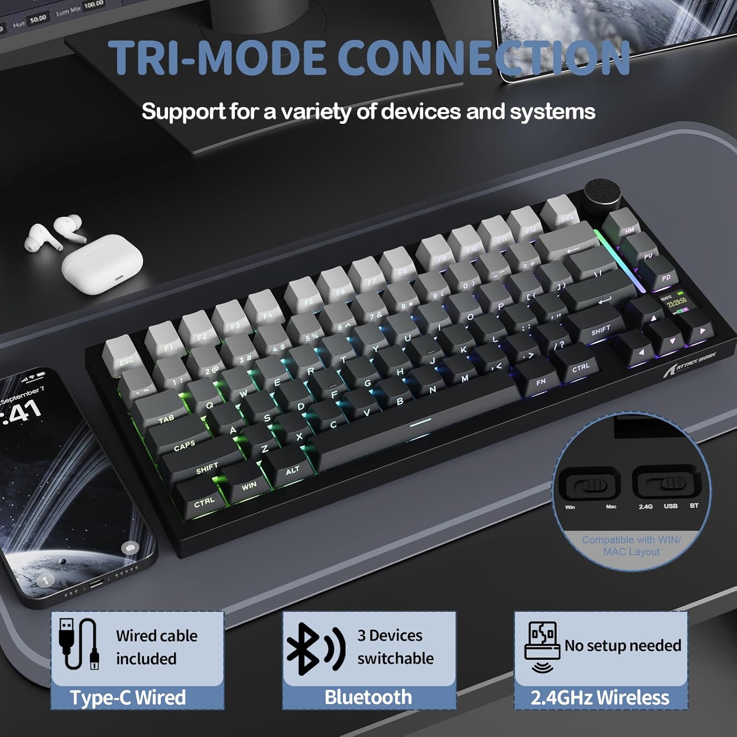 ATTACK SHARK X820 Wireless Mechanical Keyboard - AHW Store