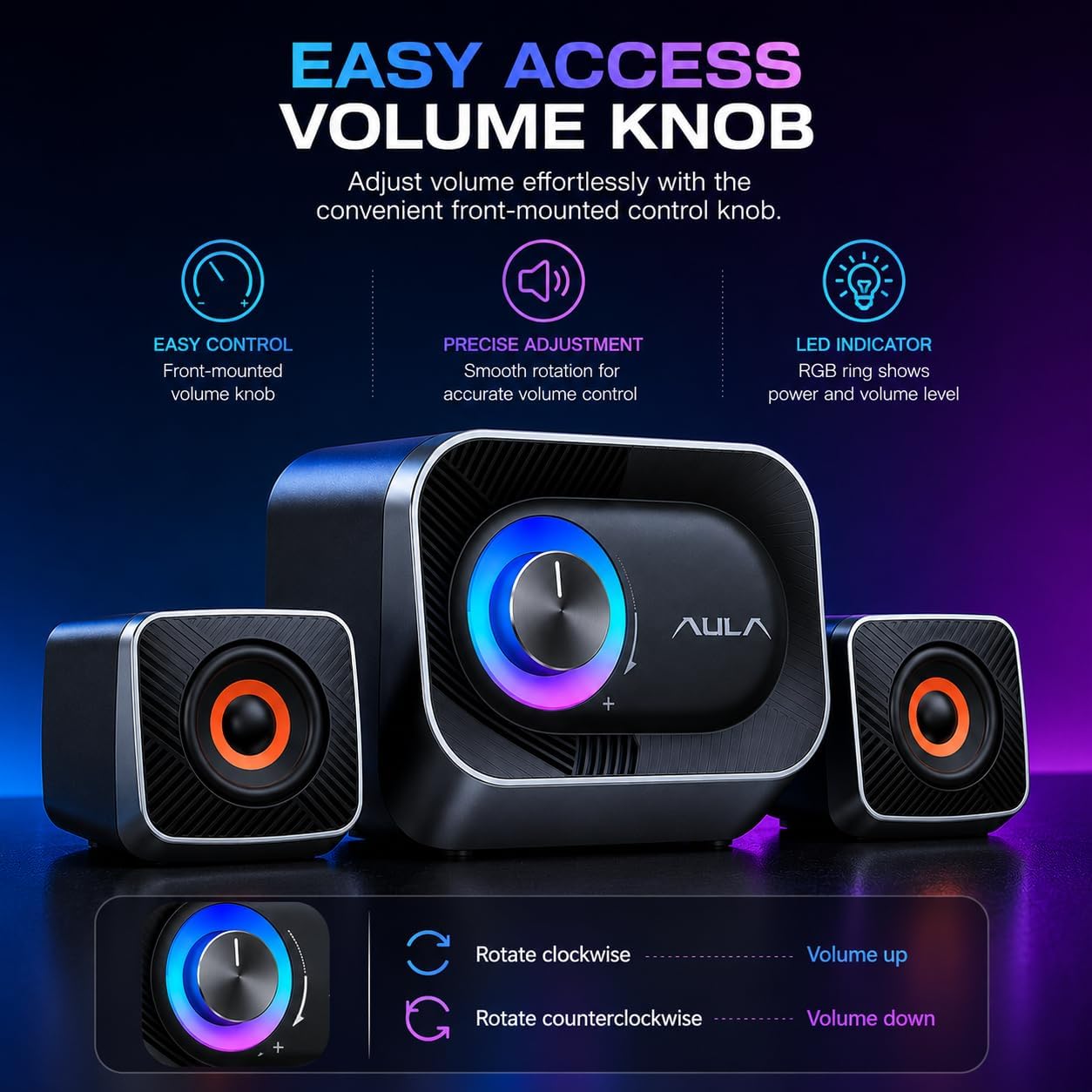 AULA A200 Pro 2.1 Stereo Gaming Speakers - AHW Store
