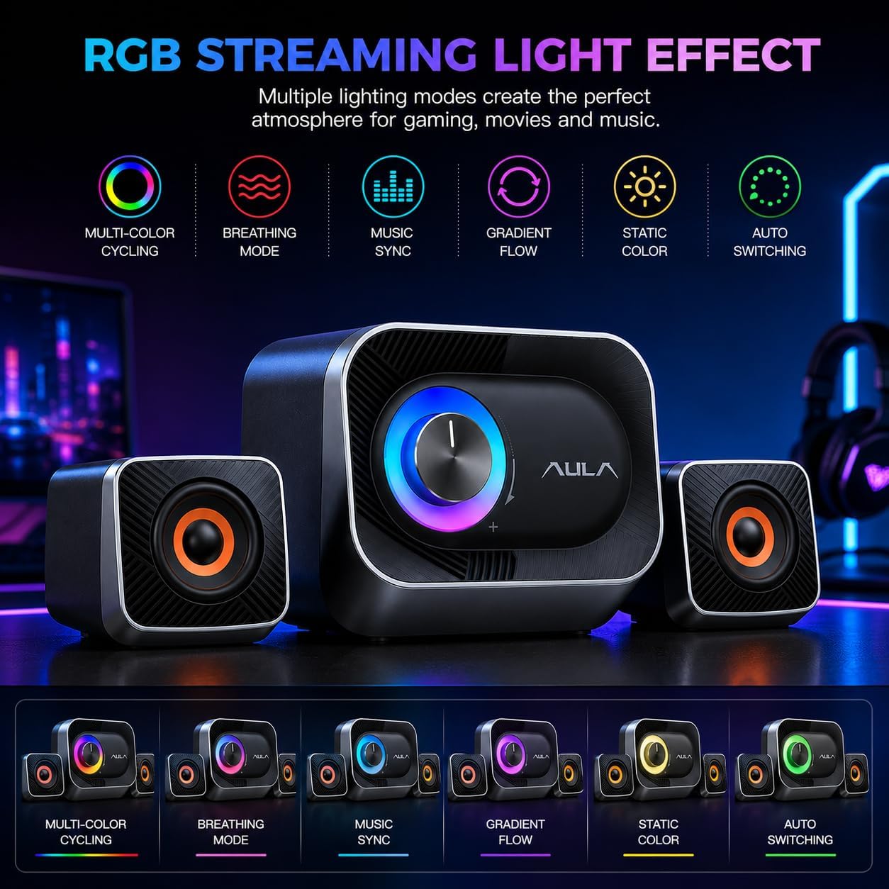 AULA A200 Pro 2.1 Stereo Gaming Speakers - AHW Store