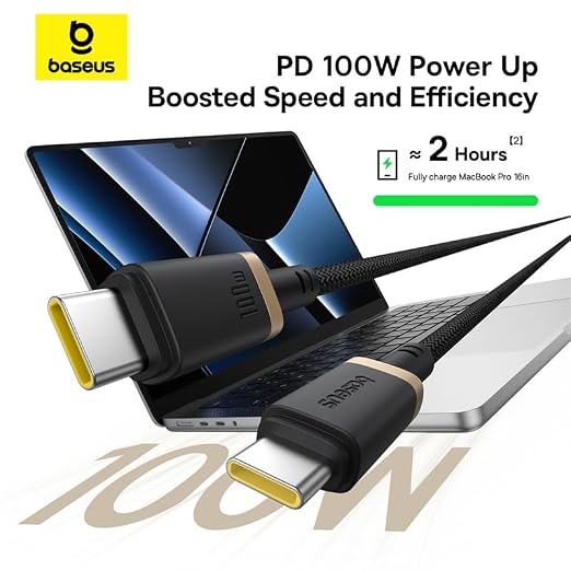 Baseus 100W USB-C to USB-C Braided Cable 2m - AHW Store
