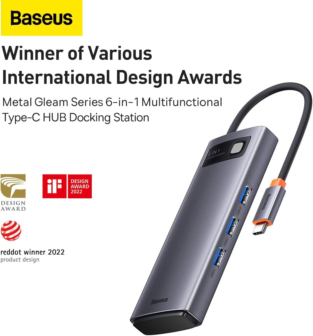Baseus 6-in-1 Type-C Hub Docking Station - AHW Store