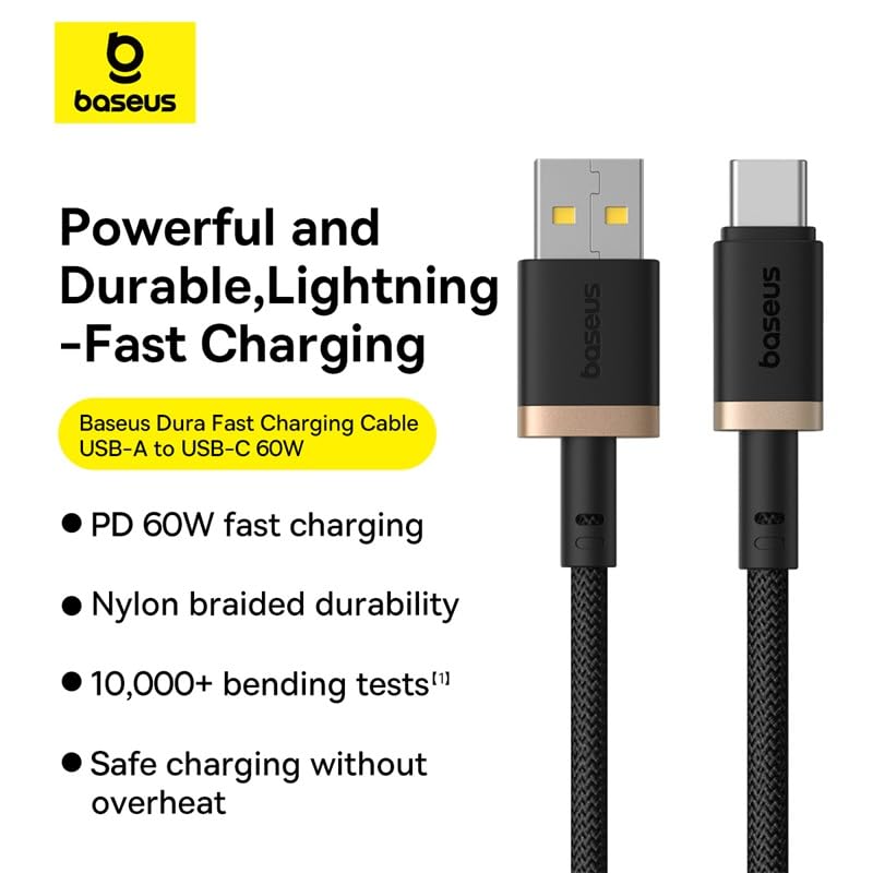 Baseus 60W Braided USB-A to USB-C Cable - AHW Store