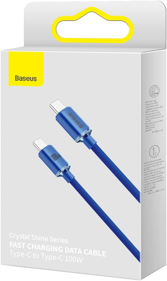 Baseus Crystal Shine 100W USB-C Cable 1.2m Blue - AHW Store