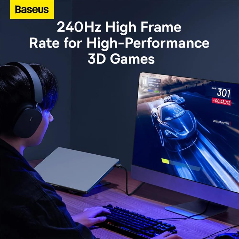 Baseus DP 1.4 Cable 1.5M Braided 8K Resolution 240Hz High Frame Rate 1ms Sync 32Gbps HDR 10+ 12 - Bit Color 3D Support Gaming Monitor Graphics Card PC Wire - AHW Store