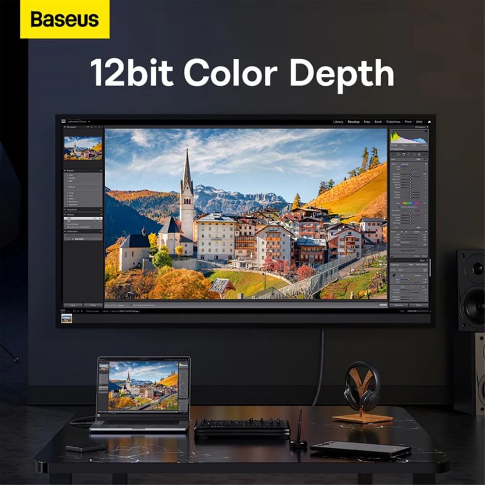 Baseus DP 1.4 Cable 1.5M Braided 8K Resolution 240Hz High Frame Rate 1ms Sync 32Gbps HDR 10+ 12 - Bit Color 3D Support Gaming Monitor Graphics Card PC Wire - AHW Store