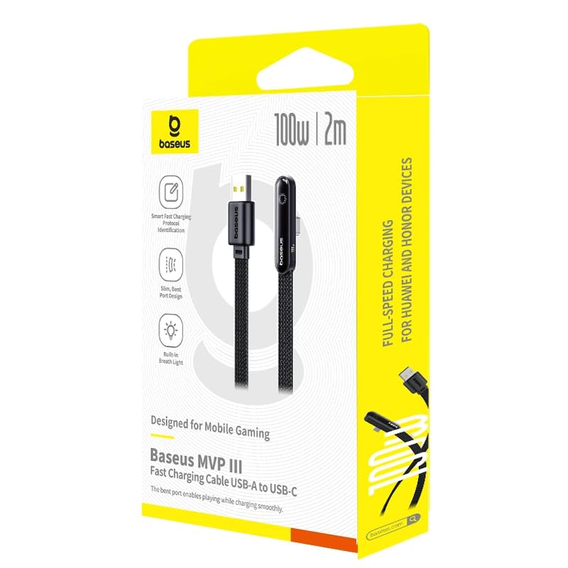 Baseus MVP 3 USB - A to USB - C 100W Fast Charging Cable (2 Meter) Gaming Cable 480Mbps Data Sync Cord - AHW Store
