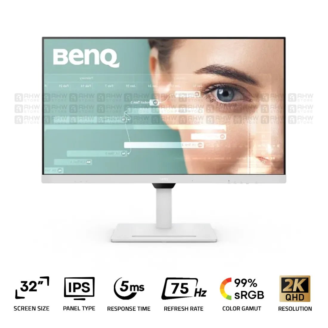 BenQ GW3290QT Office Monitor 32 Inch IPS QHD 2K 75Hz 5ms USB C White - AHW Store