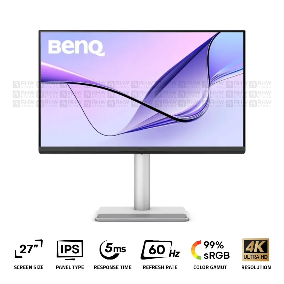 BenQ MA270U Designer Monitor For MacBook 27 Inch IPS 4K 60Hz 5Ms Built - in Speaker Silver - AHW Store