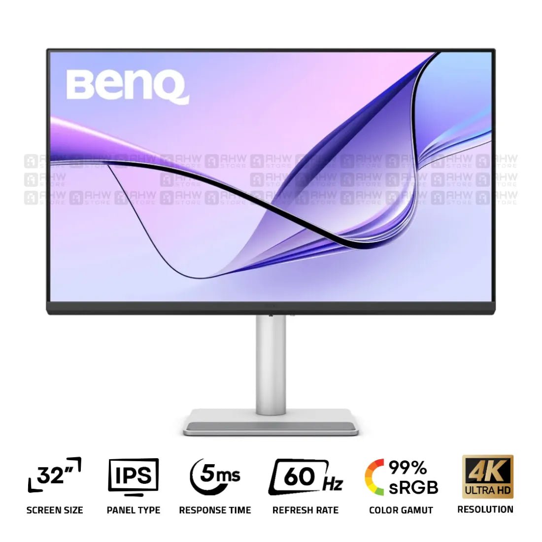 BenQ MA320U Designer Monitor For MacBook 32 Inch IPS 4K 60Hz 5Ms Built - in Speaker Silver - AHW Store