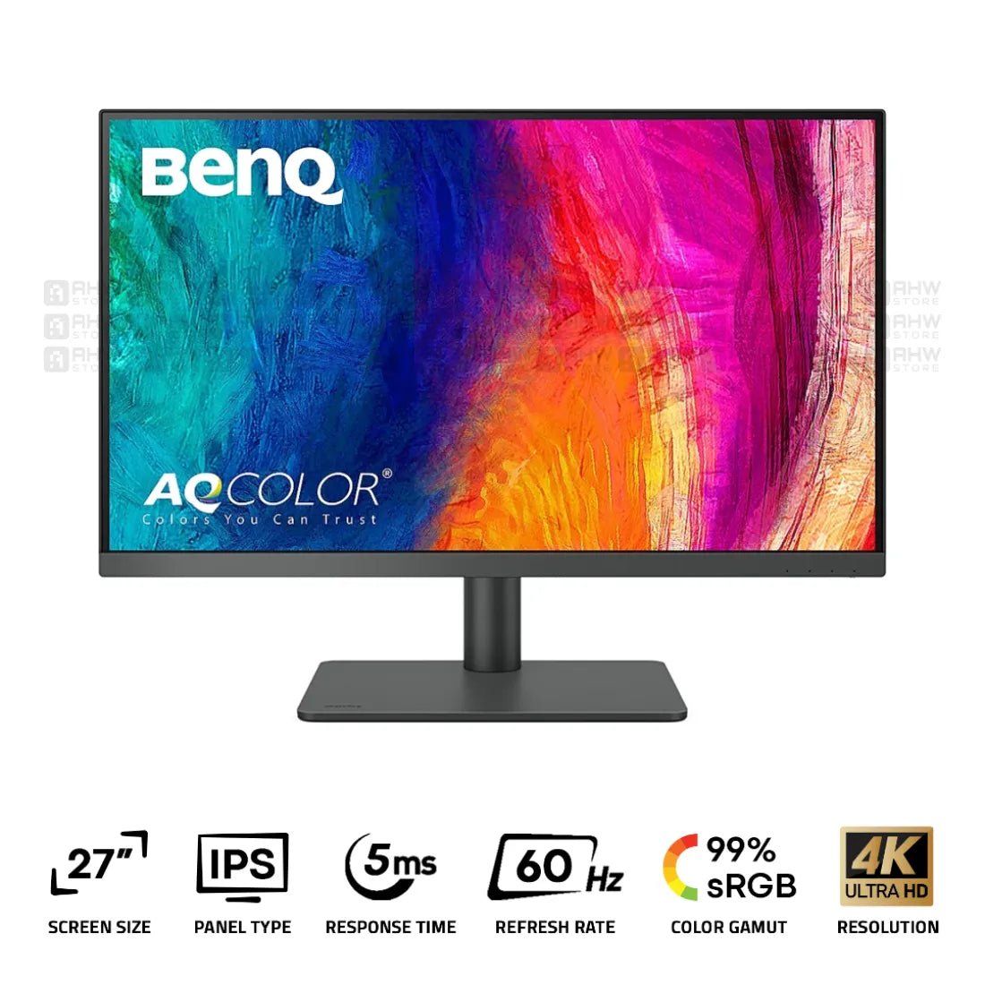 BenQ PD2705U Designer Monitor 27 Inch IPS 4K 60Hz 5Ms Black - AHW Store