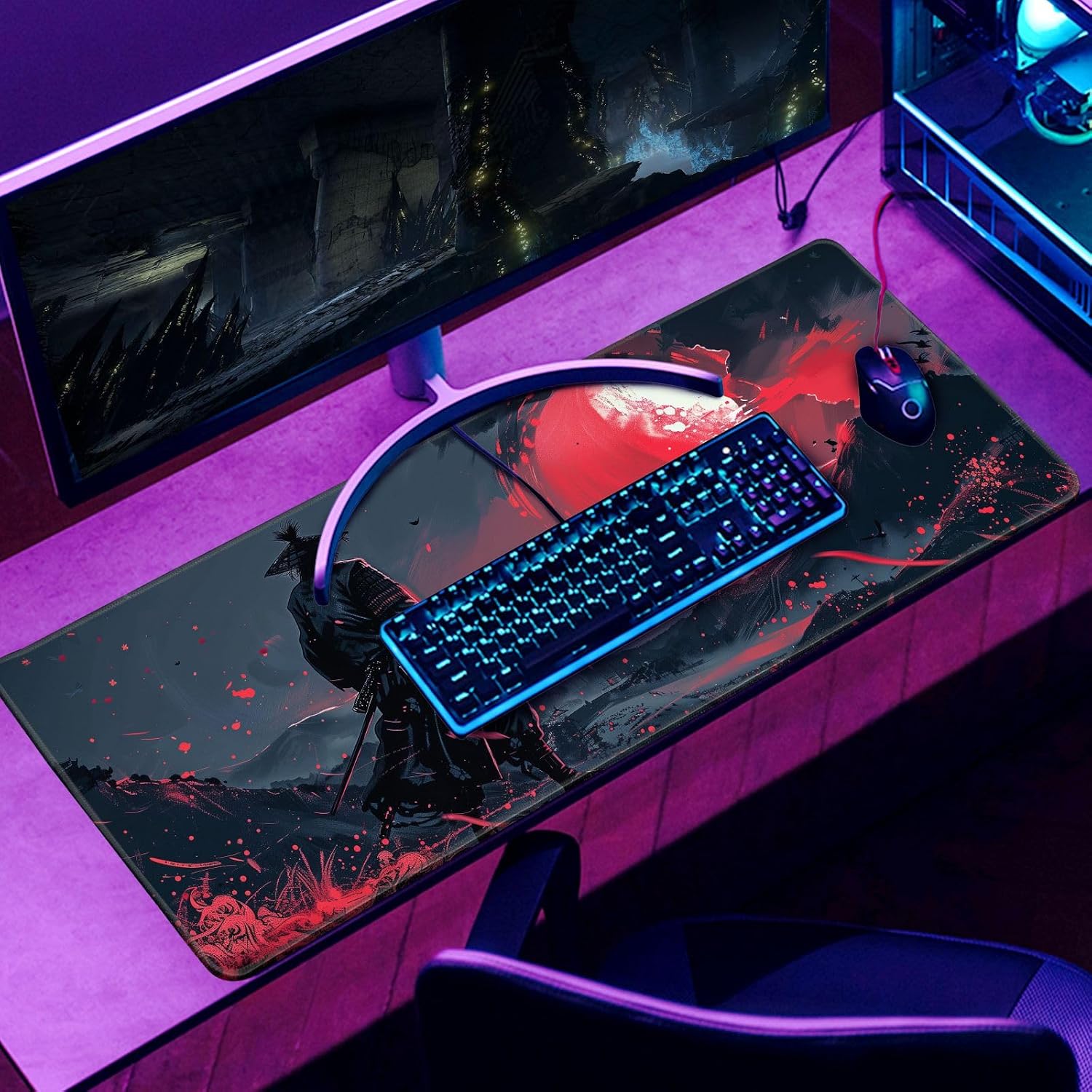Black Samurai Desk Mat XL 31.5x11.8in - AHW Store