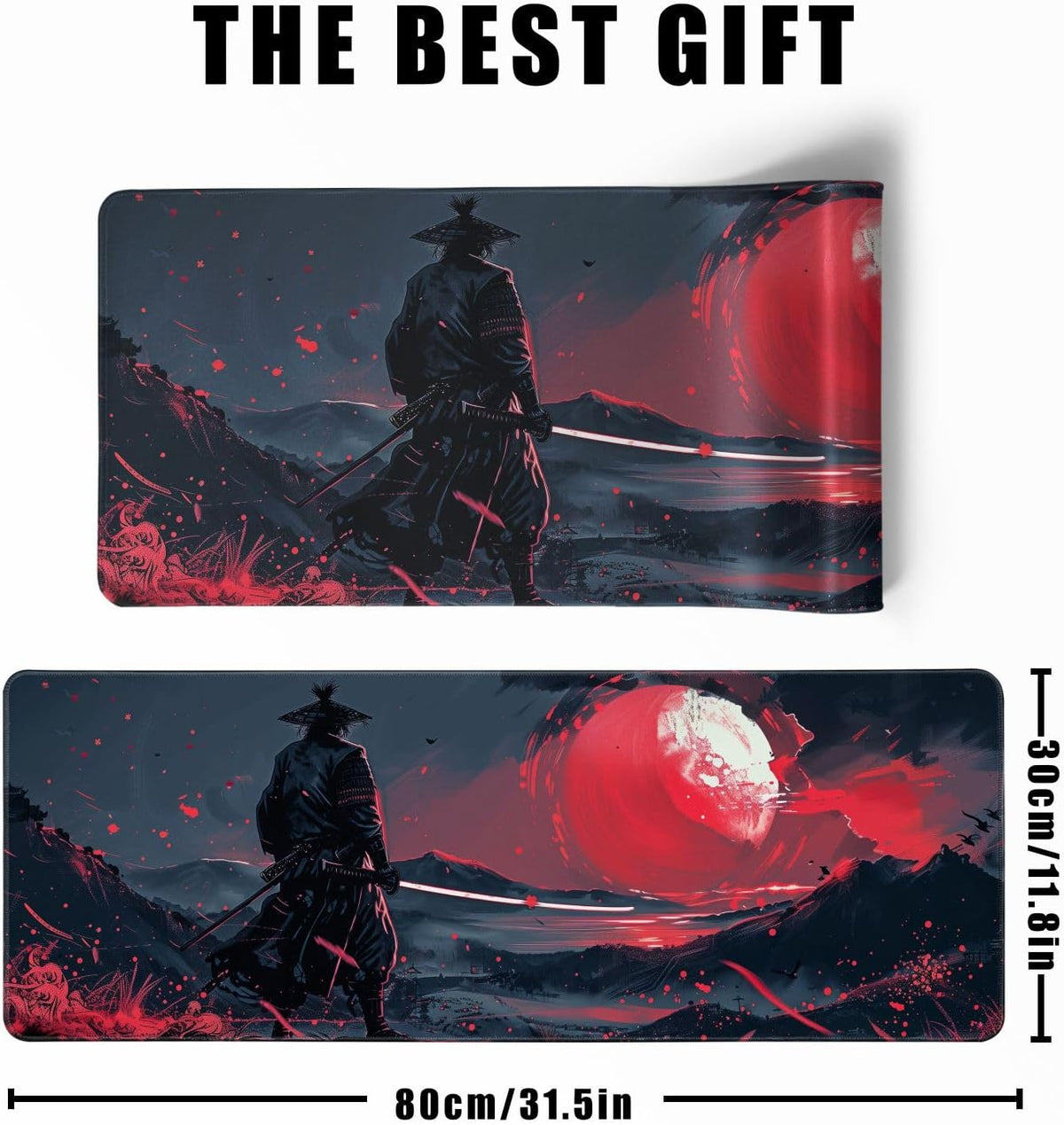 Black Samurai Desk Mat XL 31.5x11.8in - AHW Store