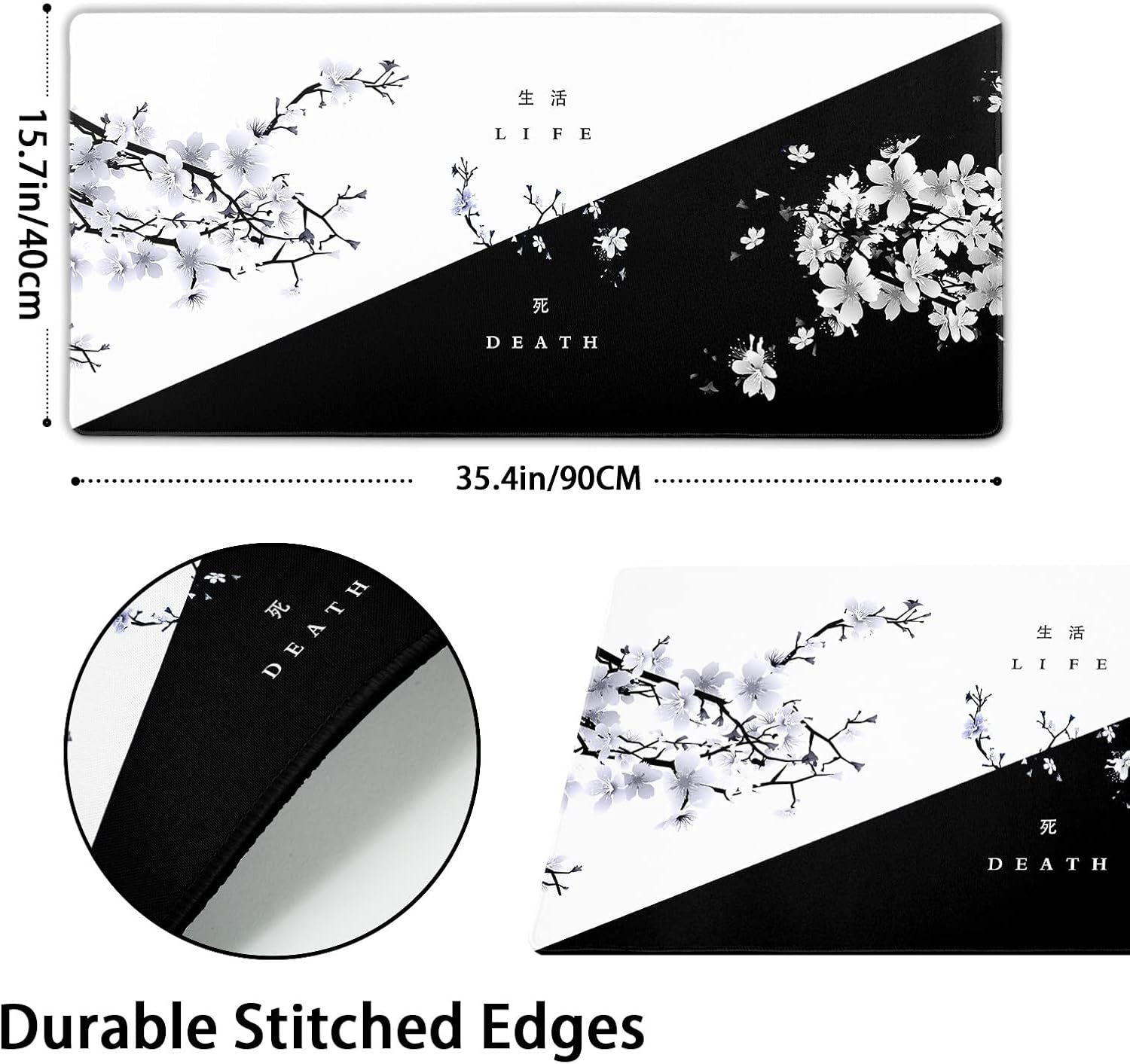 Black White Cherry Blossom XXL Mouse Pad - AHW Store