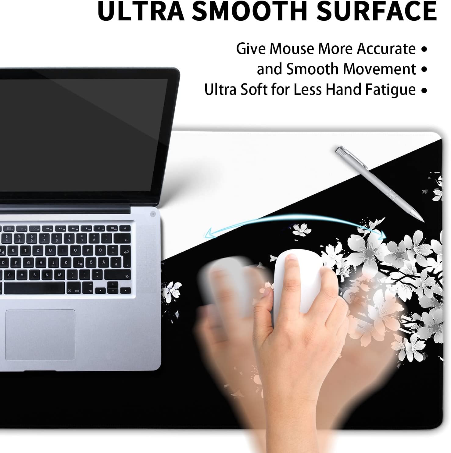 Black White Cherry Blossom XXL Mouse Pad - AHW Store