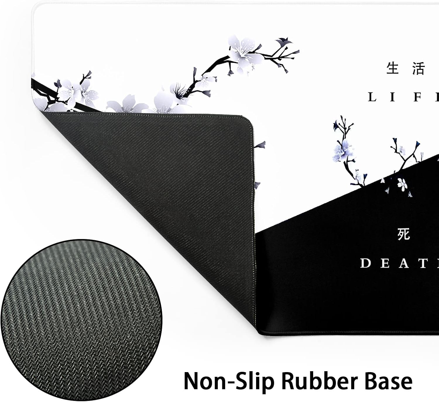Black White Cherry Blossom XXL Mouse Pad - AHW Store