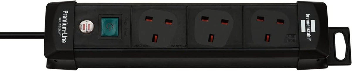 Brennenstuhl 3-Way Extension Lead UK Socket Black - AHW Store
