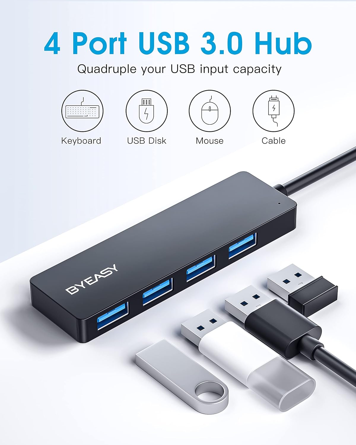 BYEASY 4-Port USB 3.0 Hub Leather Black - AHW Store
