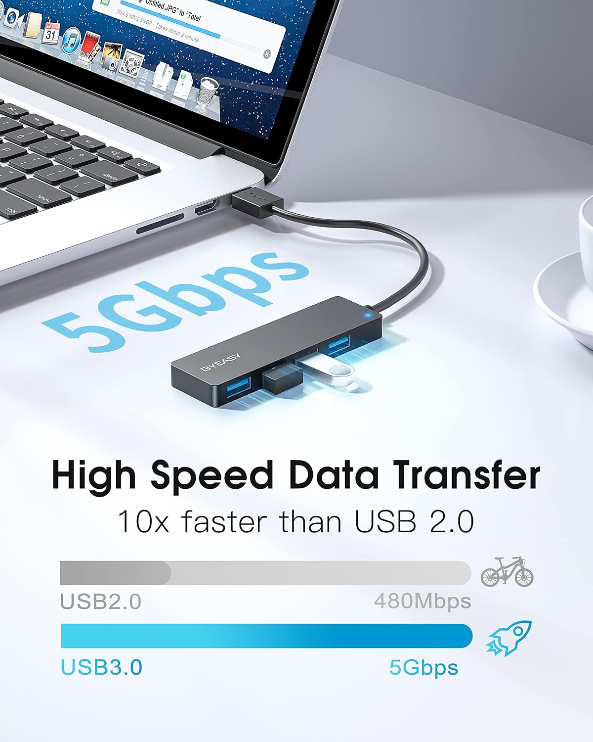 BYEASY 4-Port USB 3.0 Hub Leather Black - AHW Store