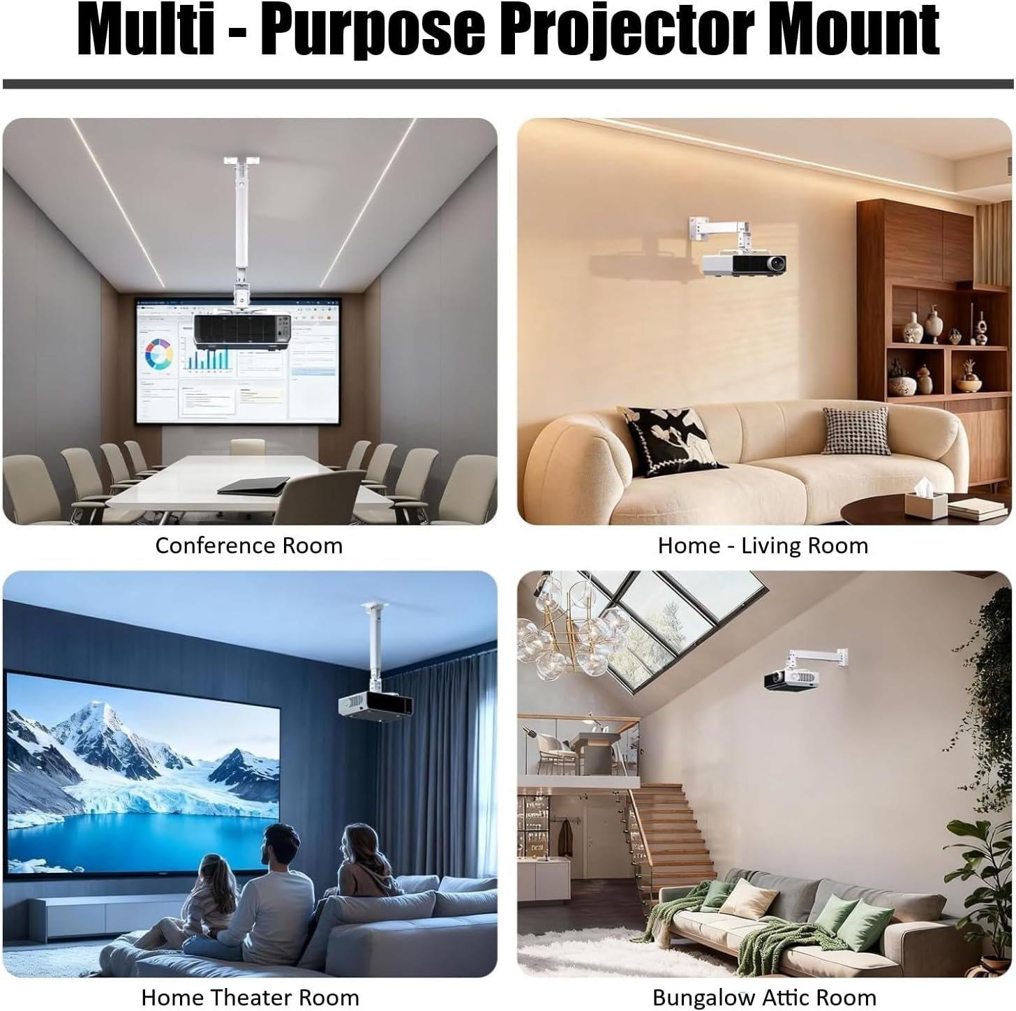 Caprigo Heavy Duty 2 Feet To 3 Feet Adjustable Projector Ceiling Mount Stand, Universal Projector Wa - AHW Store