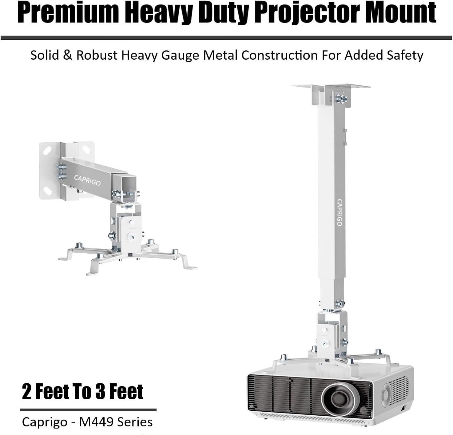 Caprigo Heavy Duty 2 Feet To 3 Feet Adjustable Projector Ceiling Mount Stand, Universal Projector Wa - AHW Store