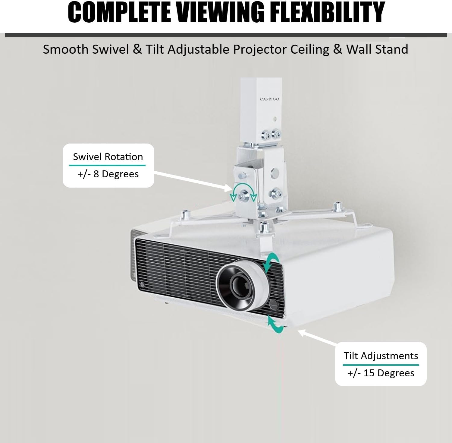 Caprigo Heavy Duty 2 Feet To 3 Feet Adjustable Projector Ceiling Mount Stand, Universal Projector Wa - AHW Store