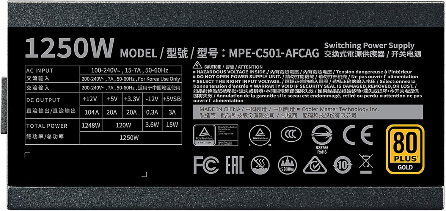 Cooler Master MWE Gold 1250 V2 PSU - AHW Store