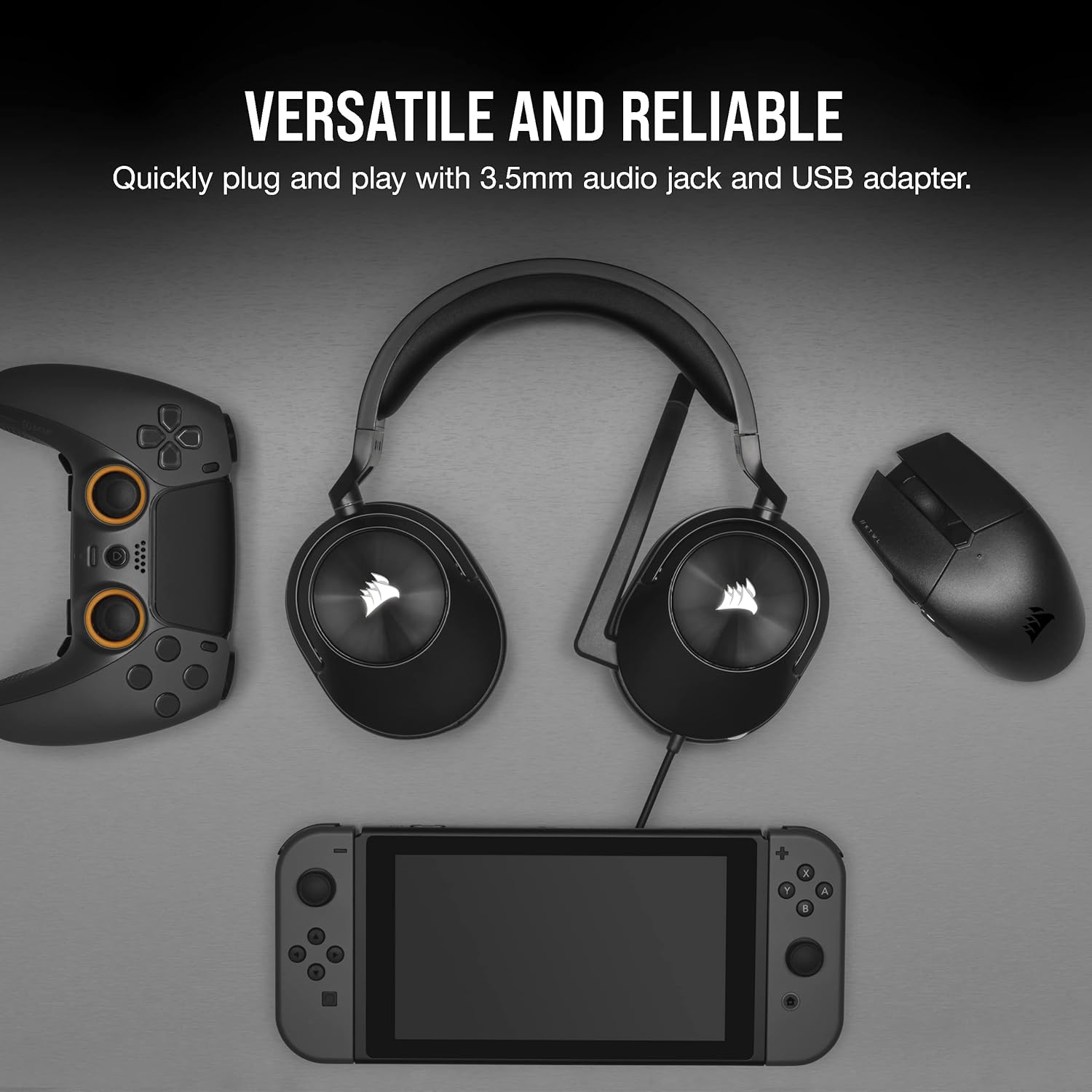 Corsair HS55 Surround Gaming Headset (Leatherette Memory Foam Ear Pads, Dolby Audio 7.1 Surround Sou - AHW Store