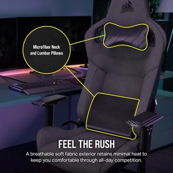 CORSAIR T3 RUSH Fabric Gaming Chair (2023) - Charcoal - AHW Store