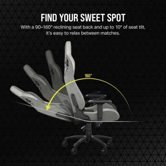 CORSAIR T3 RUSH Fabric Gaming Chair (2023) - Grey/White - AHW Store