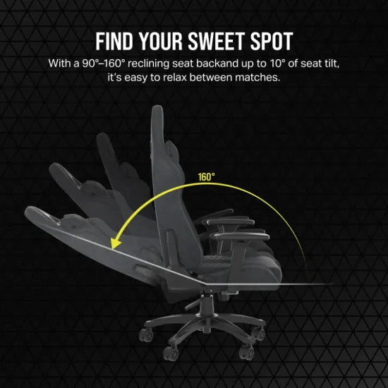 CORSAIR TC100 RELAXED Gaming Chair Fabric Black/Grey - AHW Store