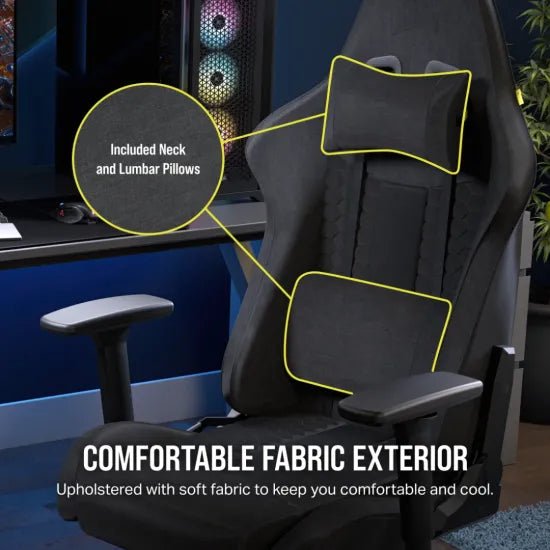 CORSAIR TC100 RELAXED Gaming Chair Fabric Black/Grey - AHW Store