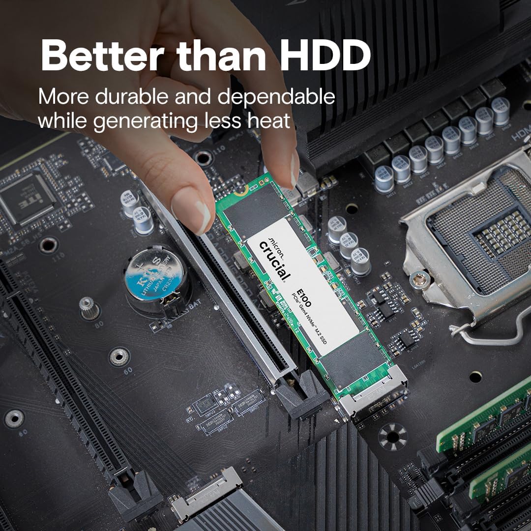 Crucial E100 1TB M.2 NVMe PCIe Gen4 Internal SSD, Up to 5,000MB/s, Laptop & Desktop Compatible - CT1 - AHW Store