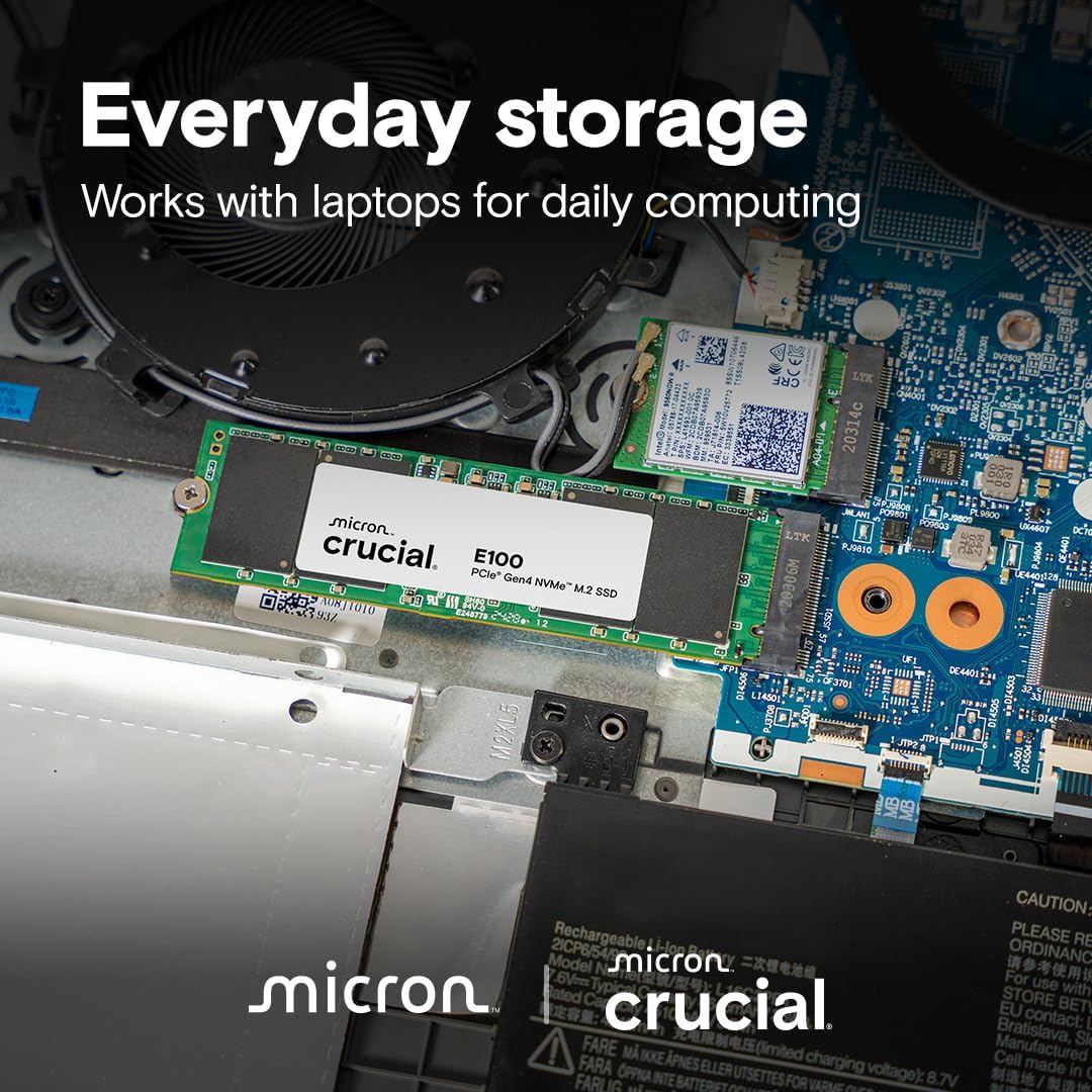 Crucial E100 1TB M.2 NVMe PCIe Gen4 Internal SSD, Up to 5,000MB/s, Laptop & Desktop Compatible - CT1 - AHW Store