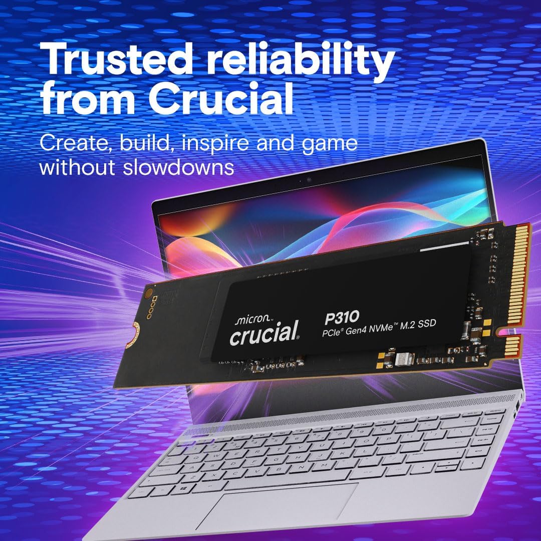 Crucial P310 1TB 2280 PCIe Gen4 3D NAND NVMe M.2 SSD – Up to 7,100 MB/s – Shift up to Gen4 – Interna - AHW Store