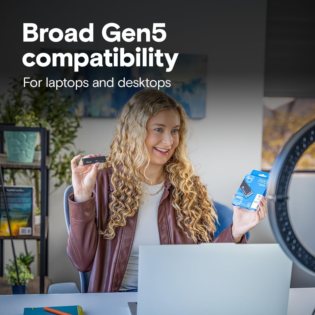 Crucial P510 1TB Gen5 NVMe SSD, Up to 11,000 MB/s, PCIe 5.0 M.2 2280 SSD, Internal Solid State Drive - AHW Store