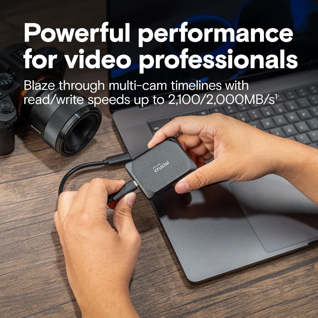 Crucial X10 Pro 2TB Portable SSD, Up to 2100MB/s Read, 2000MB/s Write, USB 3.2 USB - C, External Solid - AHW Store