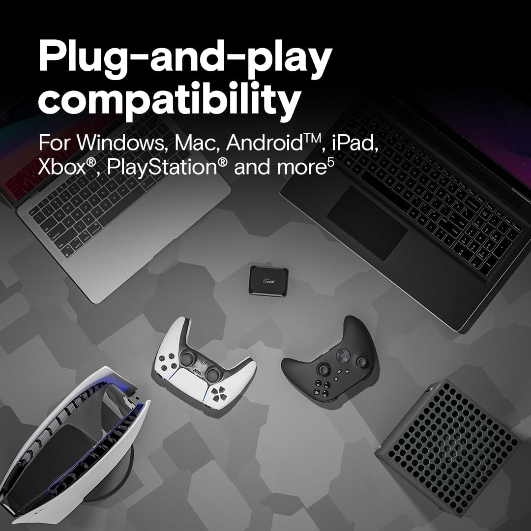 Crucial X9 1TB Portable External SSD - Up to 1050MB/s, External Solid State Drive, Works with PlaySt - AHW Store