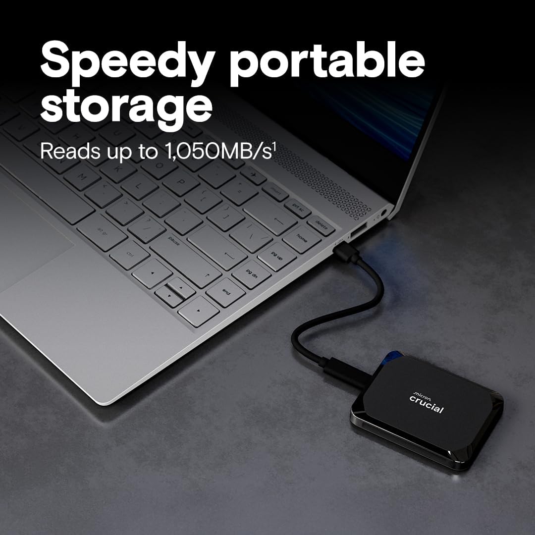 Crucial X9 1TB Portable External SSD - Up to 1050MB/s, External Solid State Drive, Works with PlaySt - AHW Store