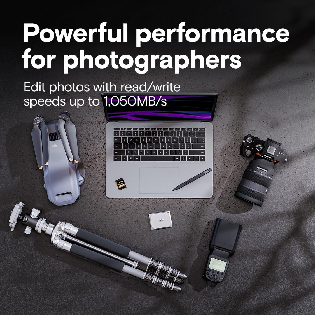 Crucial X9 Pro 4TB Portable SSD - Up to 1050MB/s Read and Write - Water and dust Resistant, PC and M - AHW Store