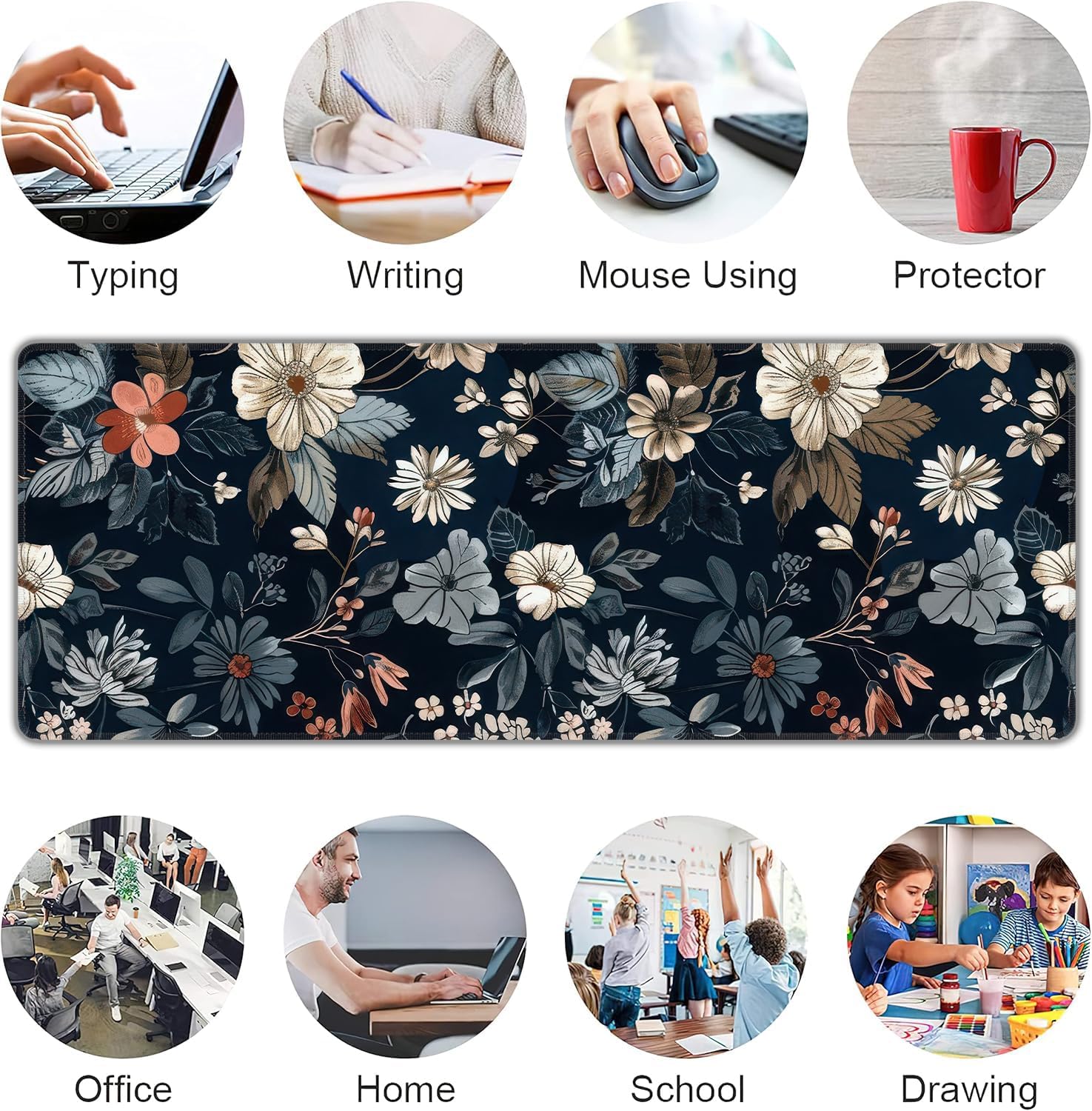 Dark Flower Extended Mouse Pad XL 31.5x11.8 - AHW Store