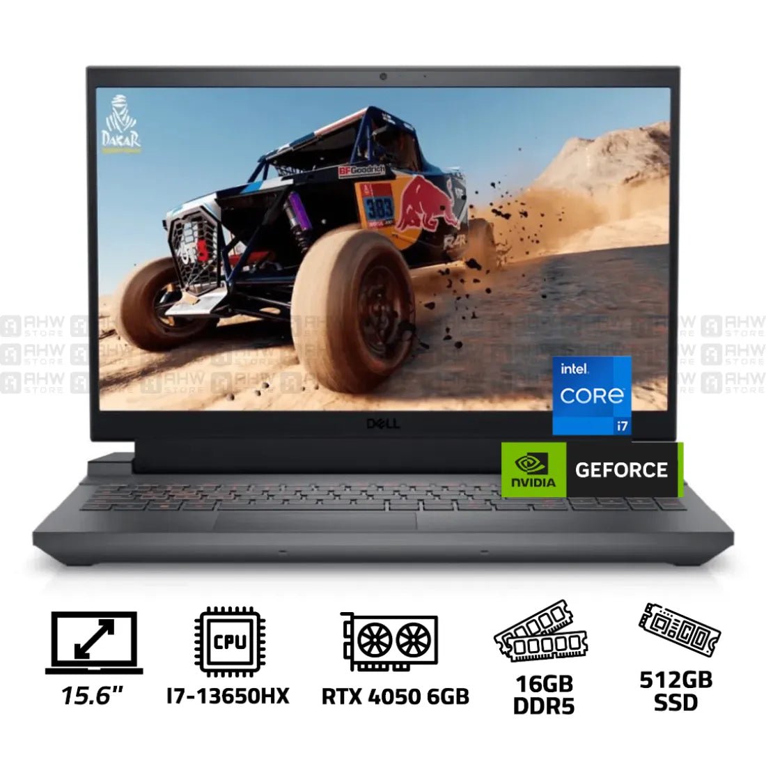 DELL G15 5530 Laptop Core i7 - 13650HX 16GB DDR5 512GB SSD RTX 4050 6GB 15.6" FHD 165Hz Black - AHW Store