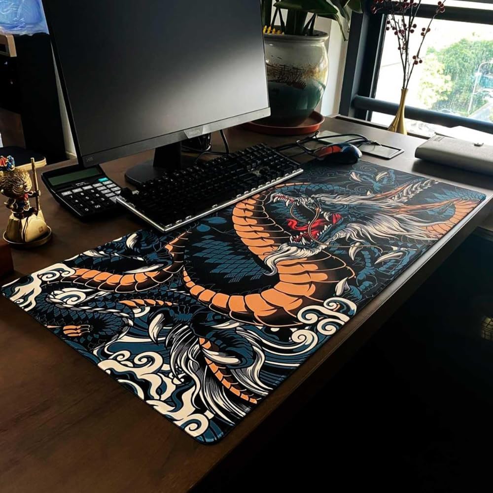 Depola Extra Large Blue Dragon Mouse Pad - AHW Store