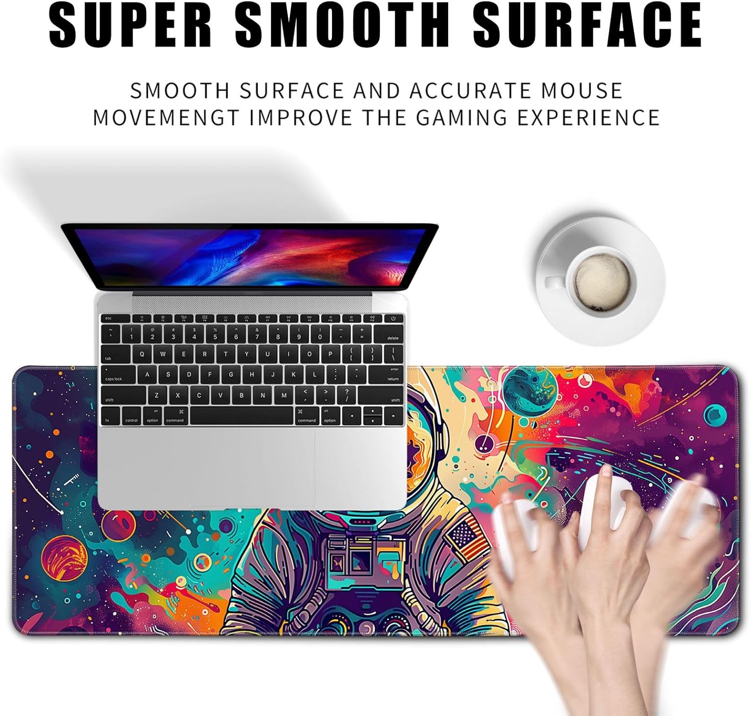 Desk Mat Colorful Space Desk Accessories Astronaut Extended Gaming Mouse Desk Pad Decorations for Of - AHW Store