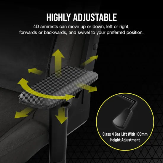 CORSAIR T3 RUSH Fabric Gaming Chair (2023) - Charcoal