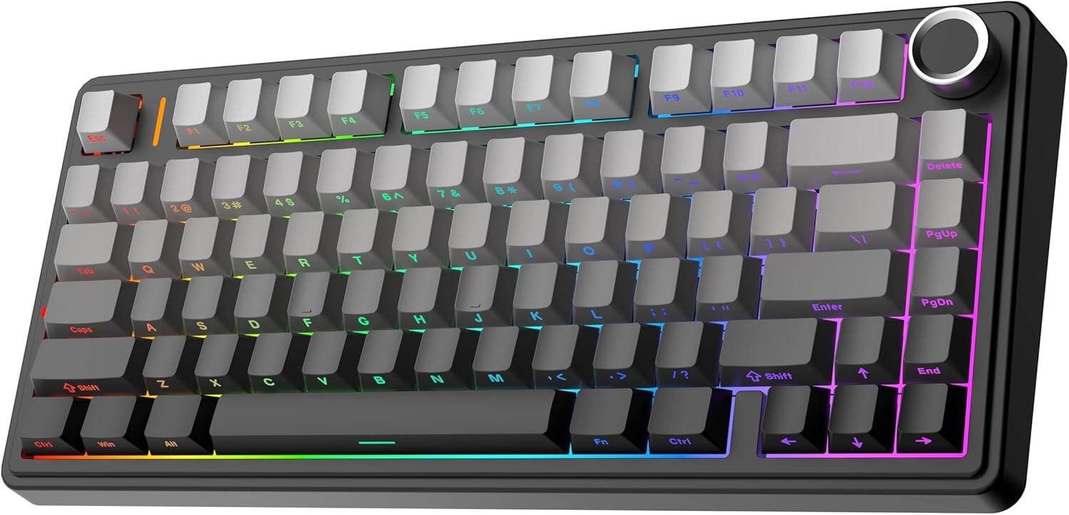 EPOMAKER AULA F75 Wireless Mechanical Gaming Keyboard, 75% Layout with Knob, Creamy Gasekt - Mount wit - AHW Store