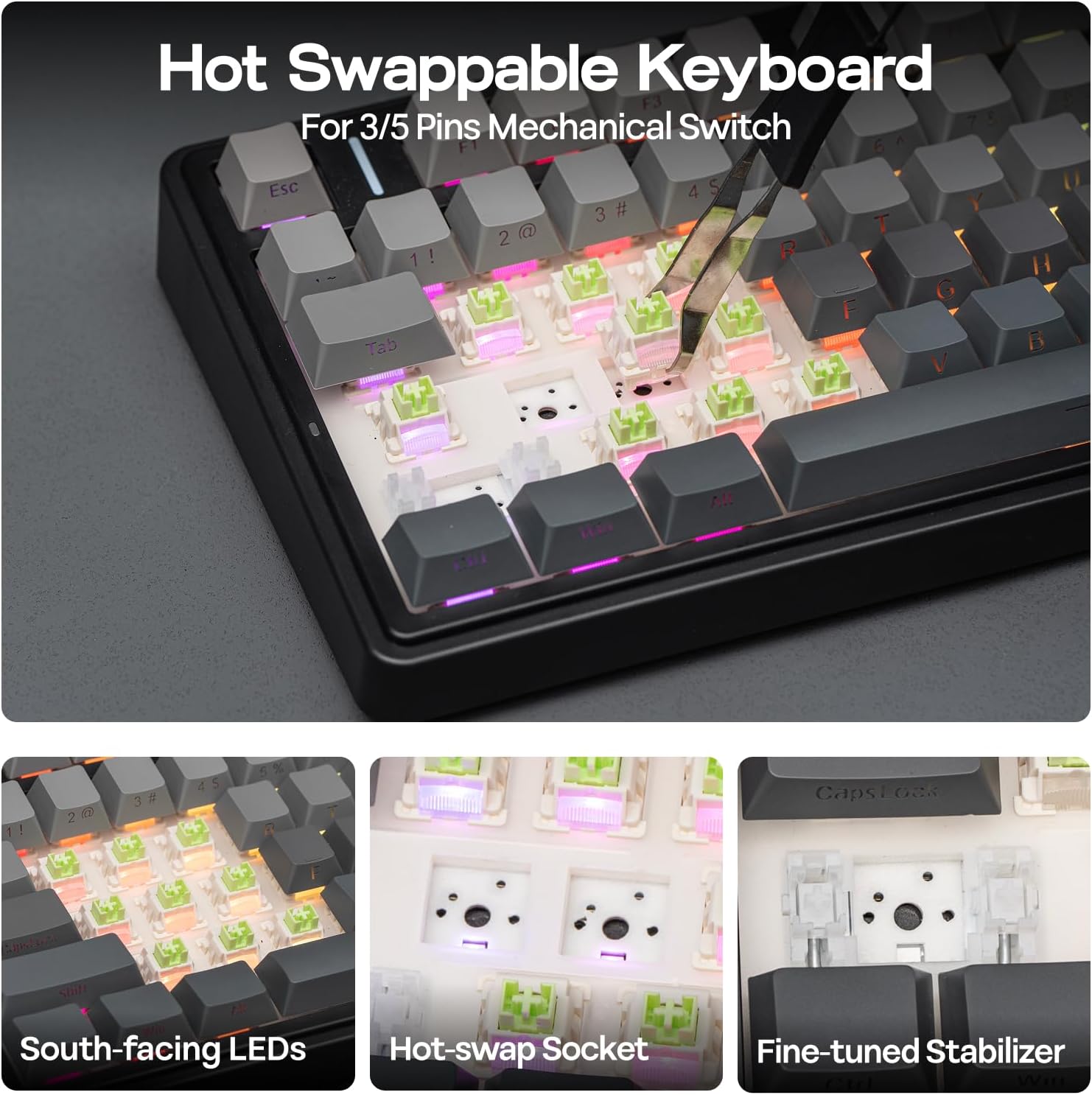 EPOMAKER AULA F75 Wireless Mechanical Gaming Keyboard, 75% Layout with Knob, Creamy Gasekt - Mount wit - AHW Store