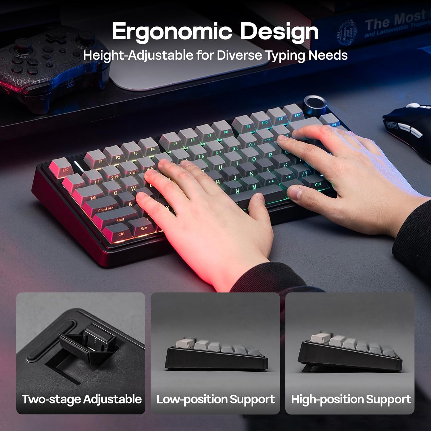 EPOMAKER AULA F75 Wireless Mechanical Gaming Keyboard, 75% Layout with Knob, Creamy Gasekt - Mount wit - AHW Store