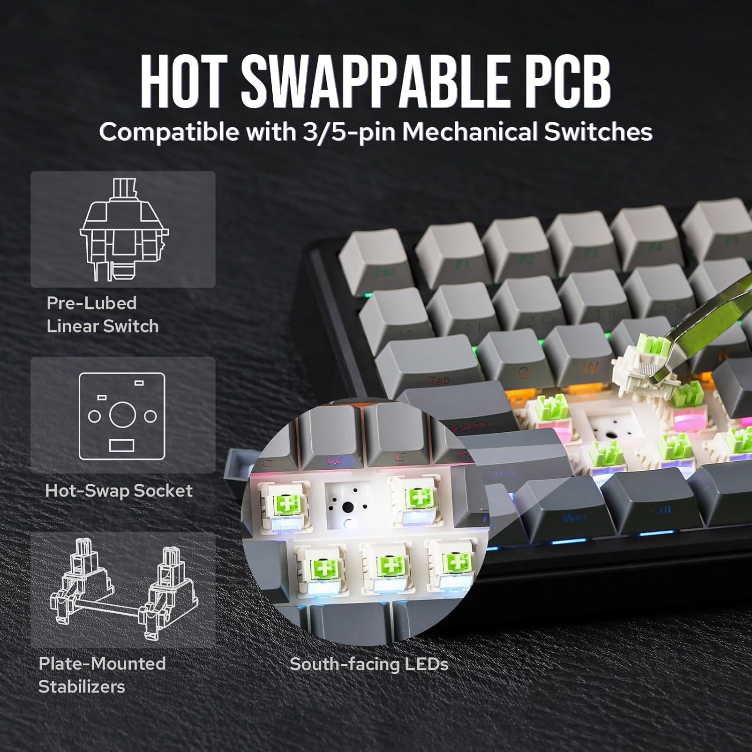 EPOMAKER X Aula F75 MAX Wireless Mechanical Keyboard with TFT Screen and Knob, Gasket Gaming Keyboar - AHW Store